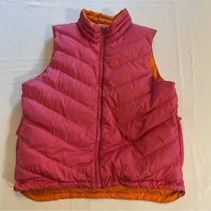 Coldwater Creek Reversible Puffer Vest Orange Pink Goose Down Womens M Gorpcore